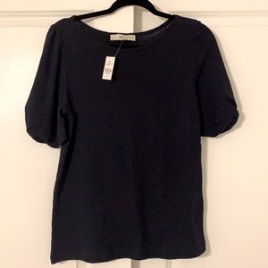 Navy Loft short sleeve shirt sleeve detail